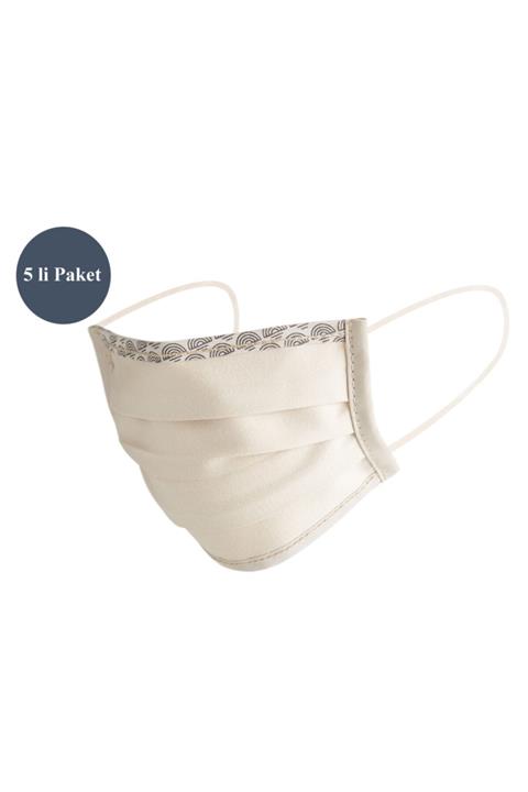 Maisonette Bej Yıkanabilir Pamuklu Yüz Maskesi 5 Li Paket