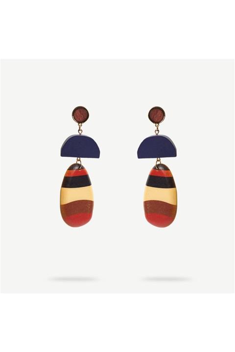 Yargıcı Geometrik Formlu Ahşap Küpe