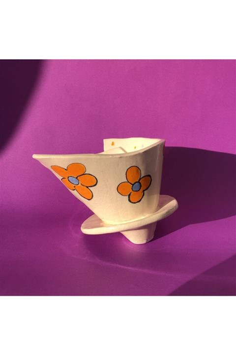 Lily & Loly Ceramics Hario V60 Kahve Demleme SetiÇiçek Desenli Hario Ve Yılan Desenli Kupa