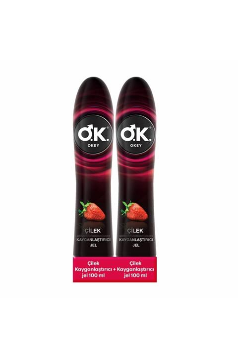 Okey Çilek Kayganlaştırıcı Jel 2'li Set 200 ml