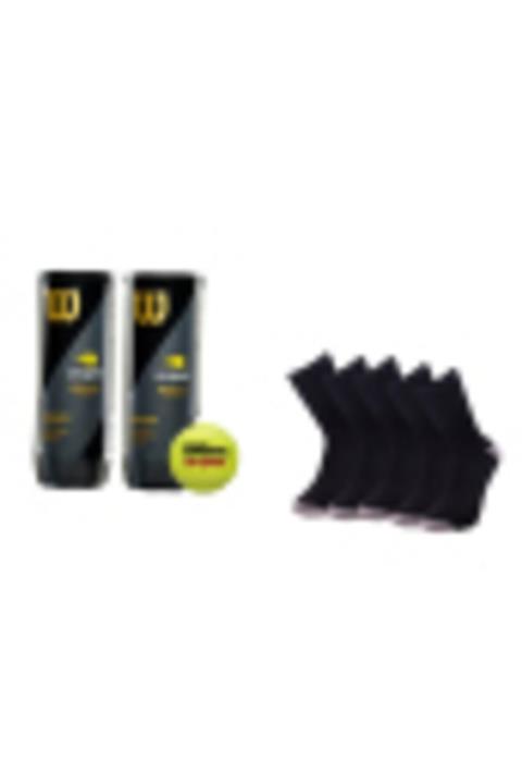 Wilson Erkek Tenis Havlu Taban Pro Sporcu Çorabı 5'li Paket+2 Kutu Us Tenis Topu
