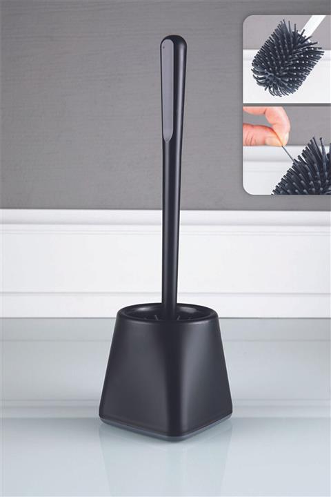 Sas Silikon Wc Tuvalet Banyo Fırçası Klozet Fırçası Kare Siyah