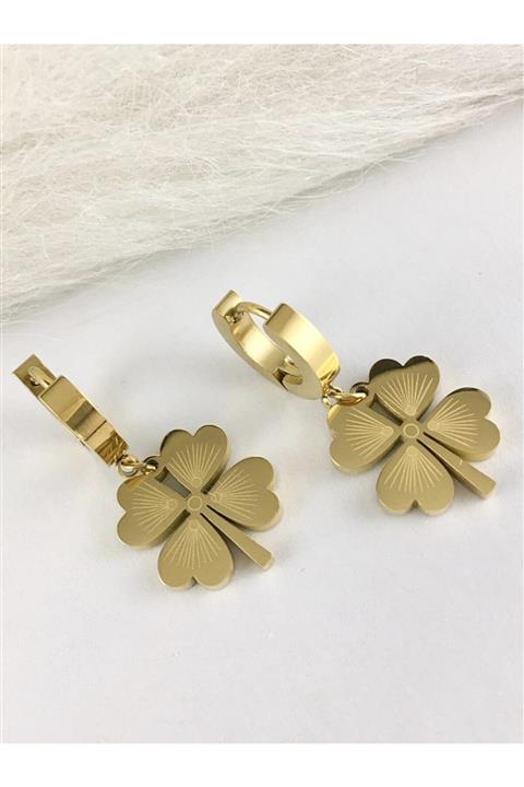 DS DİAMONDSHOP Bayan Çelik Küpe Yonca Model Çkp-1001