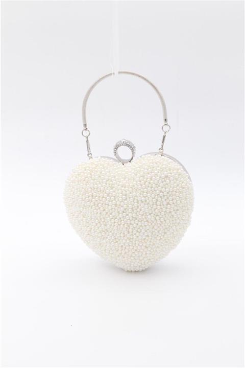 mıchael polo Kadın Incili Kalpli Abiye Çantası