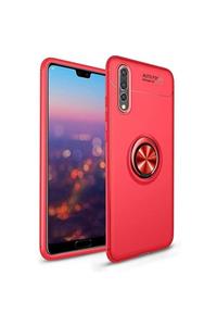 Casetagram Huawei P20 Pro Kılıf Yüzüklü Standlı Mıknatıslı Silikon Karışık+nano Cam