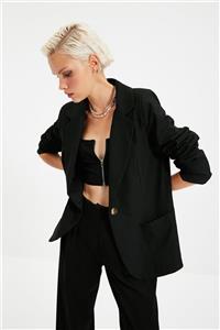 TRENDYOLMİLLA Siyah Düğmeli Blazer Ceket TWOAW22CE0169