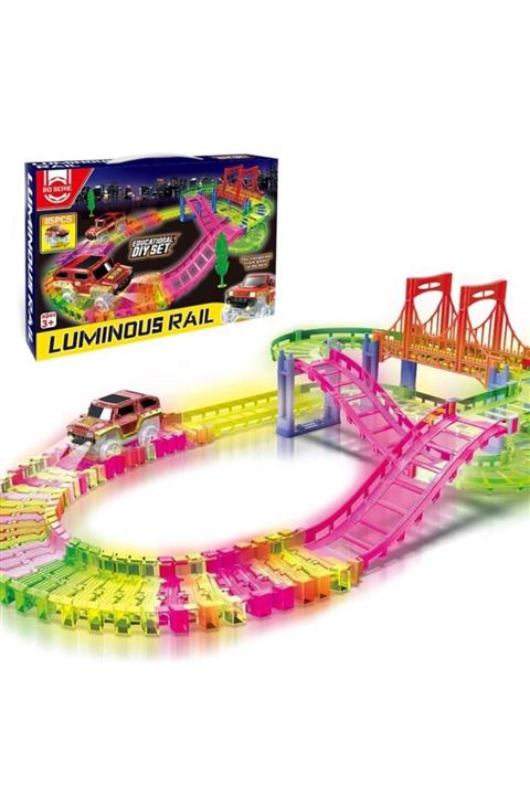 MuditaToys Işıklı Şehir Seti Raylı Set Tren Seti 85 Parça Oyuncak Işıklı Ray