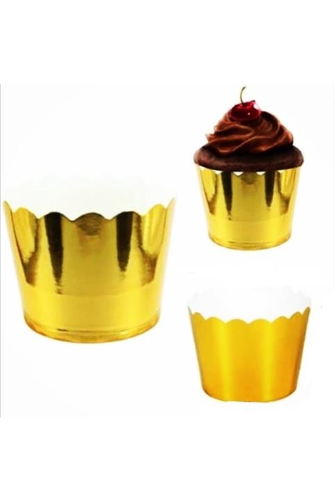 PartiVar Metalize Gold Cupcake Muffin Kapsülü 12'li