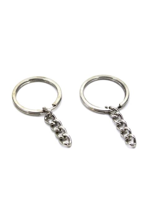 Kazanabil 25li Zincirli Metal Anahtarlık Ucu Halkası Gümüş