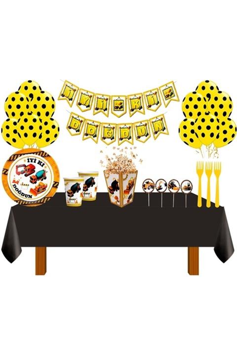 Partimarka Inşaat Konseptli Doğum Günü Seti 24 Kişilik