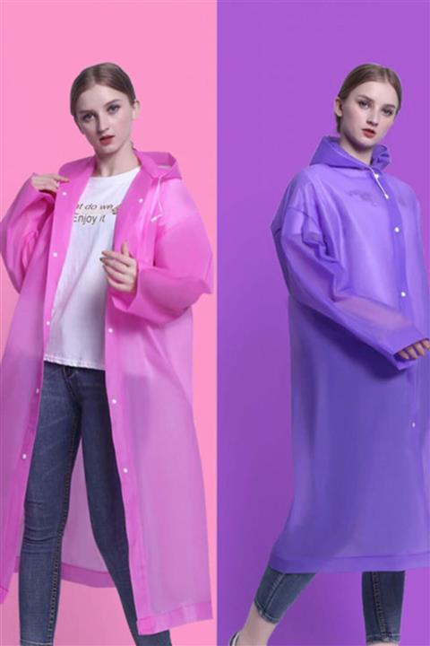 indirimsepeti Unisex  Yağmurluk  Çift Renk Çıtçıtlı 2 Adet Pembe Mor