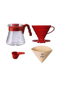 Hario V60 Coffee Server 02 Set / Red - V60 02 Kahve Demleme Seti (Kırmızı)