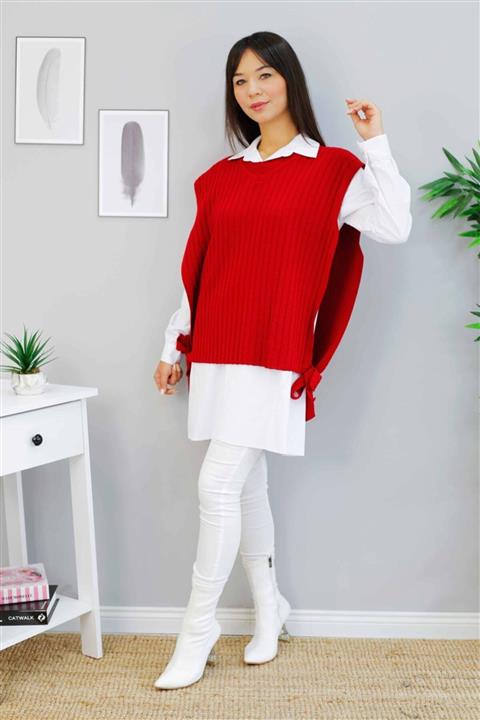 İmajButik Süveter Tunik Kombin/kırmızı