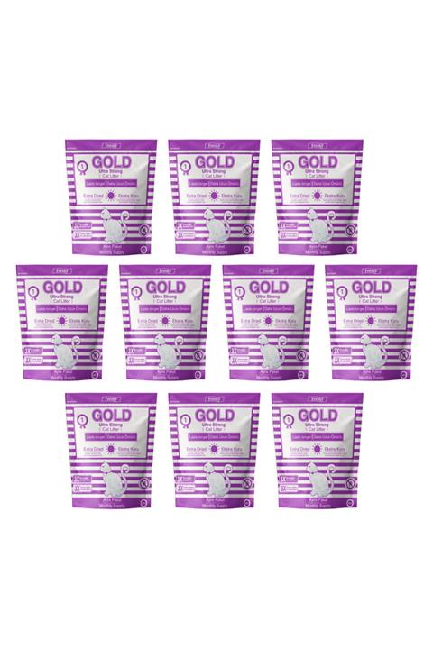 Freshy Gold Silika Kristal Kedi Kumu - 10 Aylık Set - Kalın Taneli