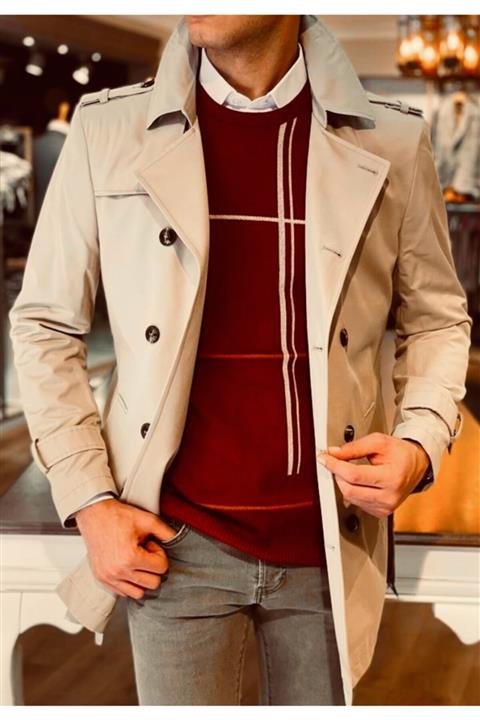 ERK Slim Fit Krem Kruvaze Trençkot