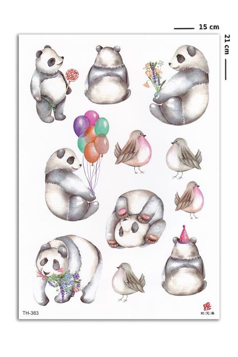 BP Tattoo Panda Renkli Çocuk Dövmesi