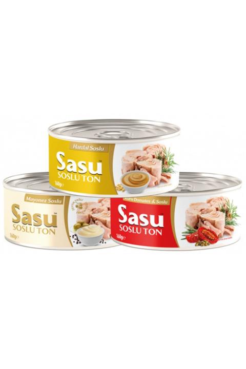 SASU SOSLUTON Mayonez Soslu Ton 160 Gr , Kuru Domates Soslu Ton 160 Gr , Hardal Soslu Ton 160 Gr