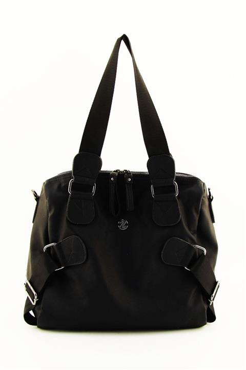 HNB Siyah Yıkama Deri Salaş Kadın Omuz Çantası