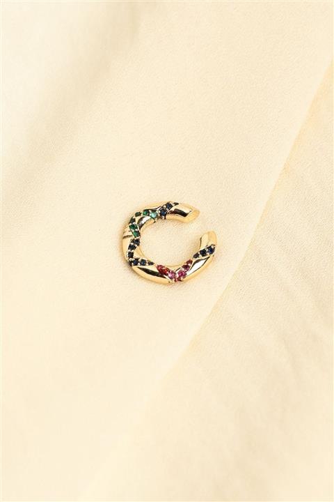 bikgedesign Gold Renkli Taşlı Kıkırdak Küpe