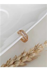 SU PERİSİ TAKI BİJUTERİ Gold Siyah Baget Taşlı Earcuff