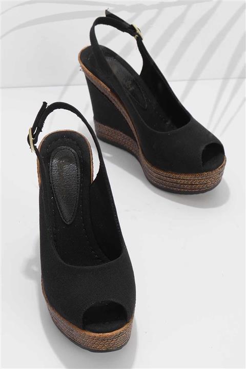 Bambi Siyah Kadın Dolgu Topuklu Ayakkabı K05931070818