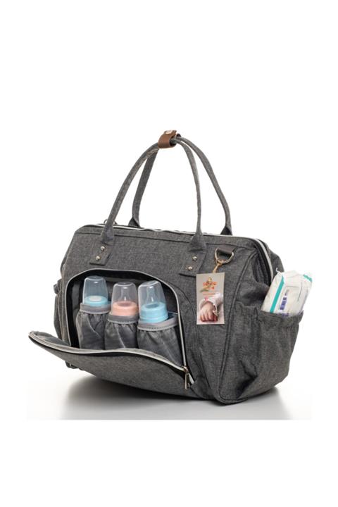 Sahra Elegance Leke Tutmaz Su Geçirmez Termal Bölmeli Anne Bebek Bakım Askılı Omuz Ve El Çantası