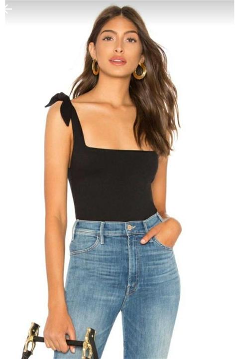 Nsb Tasarım Kadın Siyah Omuzdan Bağlamalı Body