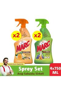 Marc Sirkeli Banyo Temizleyici Sprey 2x750ml + Arap Sabunlu Mutfak Temizleyici Sprey 2x750ml