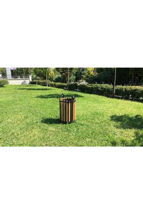 Garden Mobilya Garden Lüx Oval Ahşap Kaplama Çöp Kovası