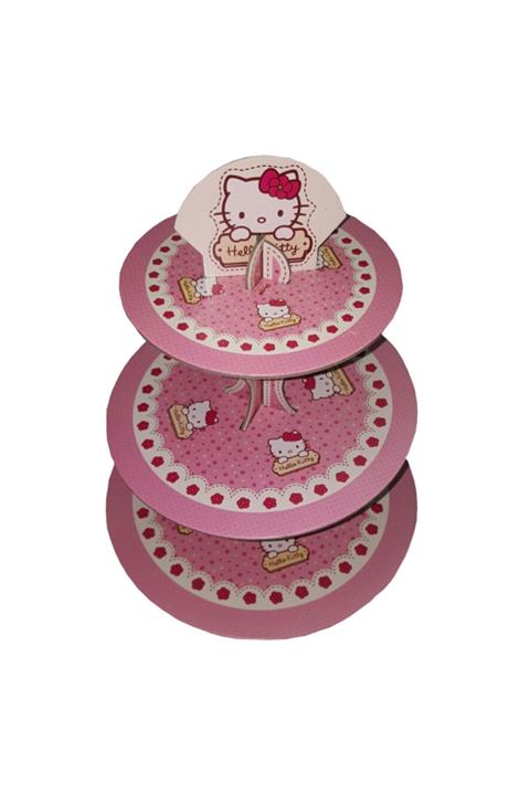 Eminonutoptanci 3 Katlı Karton Cupcake Standı Hello Kitty Temalı Kek Standı