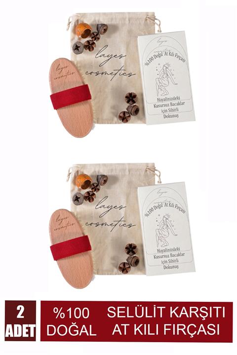 Layes Selülit Karşıtı Doğal At Kılı Selülit Fırçası 2 Adet
