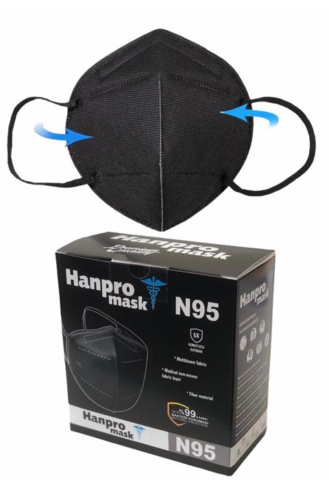 hanpromask Siyah Renk N95 Koruyucu Maske 10 Adet