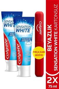 Colgate Sensation White Kartonsuz Beyazlatıcı Diş Macunu x 2 Adet + Fırça Kabı Hediye