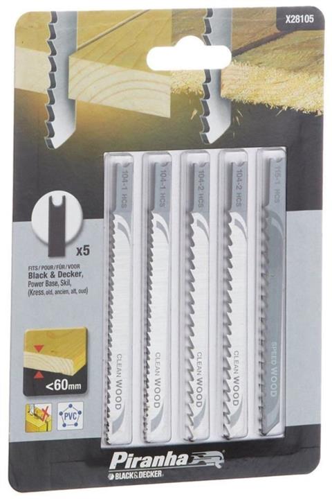 Black&Decker X28105 5 Parça U Tipi Ahşap Dekupaj Bıçak Seti