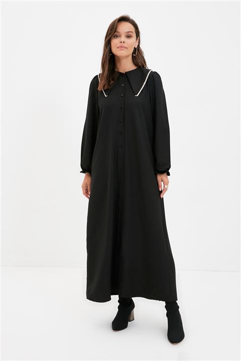 Trendyol Modest Siyah Peter Pan Yaka  Elbise TCTAW22EB0161