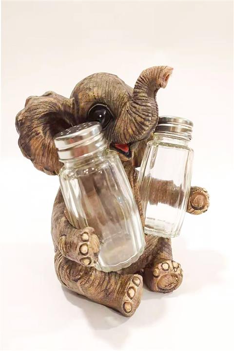 MRÇ Sevimli Fil Tasarım Dekoratif Büyük Tuzluk Biblo + Süpriz Hediye