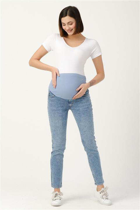 BUSA Kadın Açık Mavi Hamile Fit Kot Pantolon