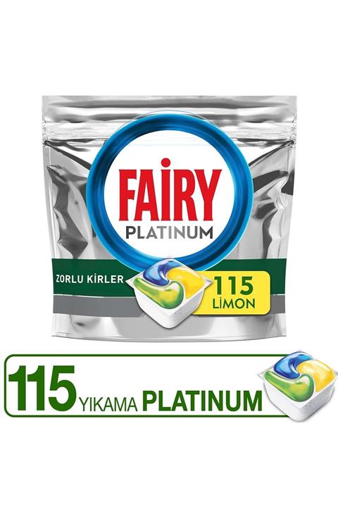 Fairy Platinum 115'li Bulaşık Makinesi Deterjanı Tableti / Kapsülü Limon Kokulu
