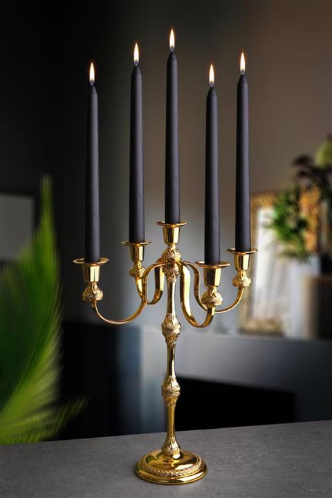 Olcay Home Lüx Dekoratif 5' Li Şamdan,mumluk - Gold