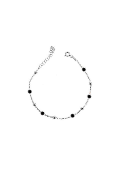 Trend Silver 925 Ayar Gümüş Çocuk Rodaj Siyah Mini Taşlı Toplu Halhal (0-12 Yaş)