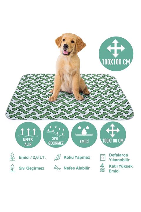 Careshop Abso 4 Katlı Yıkanabilir Emici Köpek Pedi Kemik Baskılı 100 X 100 cm