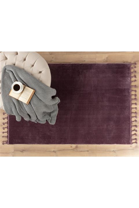 Madame Coco Carol Saçaklı Halı - Koyu Mürdüm 120x180 Cm