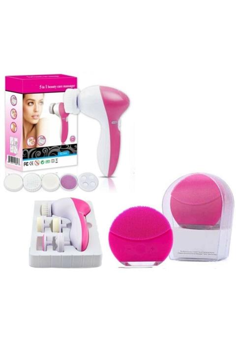 Sildne Cilt Temizleme Cihazı + 5 In 1 Yüz Temizleme Cilt Temizleme Aleti Ikili Set