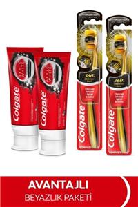 Colgate Aktif Kömür 50 Ml Beyazlatıcı Diş Macunu + 360 Gold Yumuşak Diş Fırçası X 2 Adet