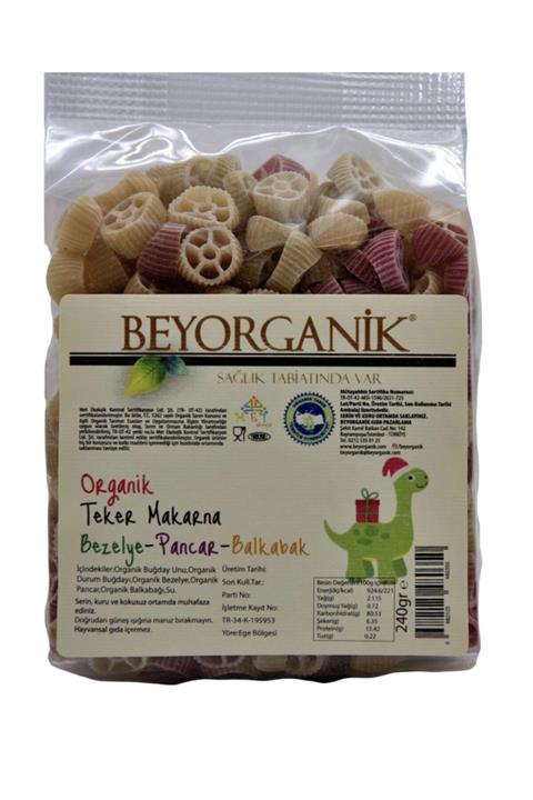 BEYORGANİK Organik Teker Makarna (bezelye,pancar,balkabak) 240gr