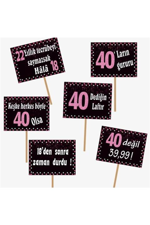 Partioutlet 40 Yaş Fuşya Konuşma Balonu 6 Adet