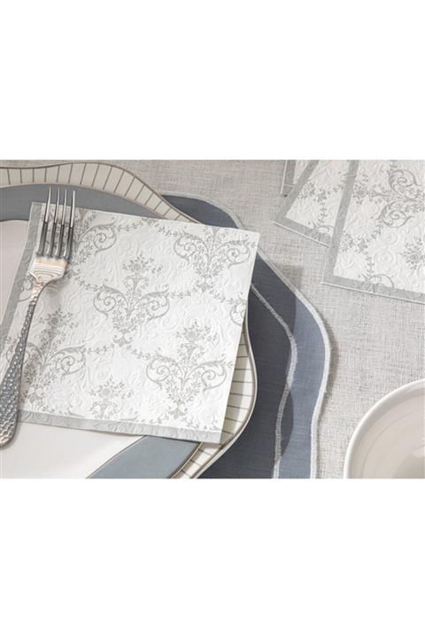 English Home Royal Damask Kağıt 20'li Kağıt Peçete 33x33 Cm Silver