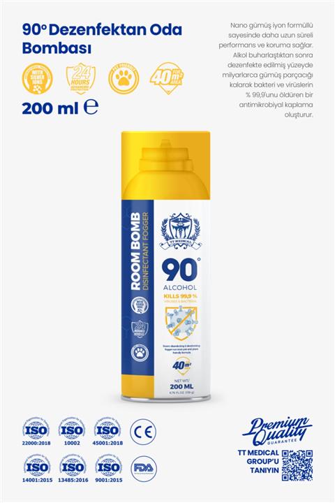 TTMedical Alkol Bazlı Antibakteriyel Oda Bombası 200mL Püskürtme Etkili Yüksek Korumal