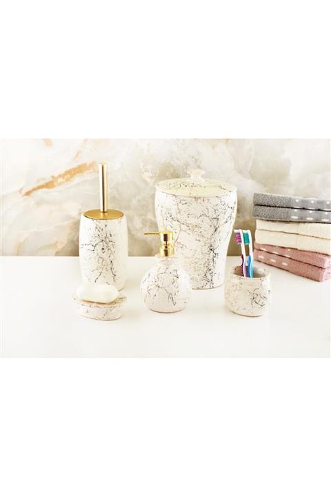 Trend Banyo Mutfak 5 Parça Seramik Gold Banyo Seti
