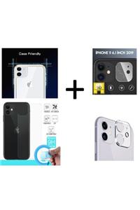 Go Aksesuar Iphone 11  6.1  Uyumlu  Arka Koruma Anti Şok Nano Cam + Lens Koruma
